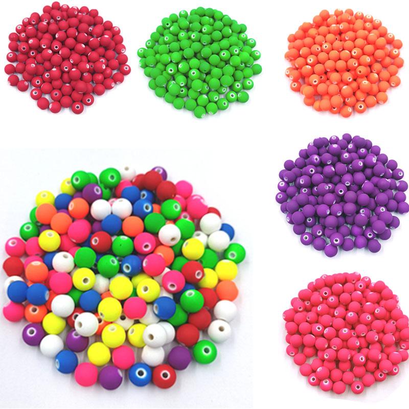 Creative 20Pcs DIY Handmade Beading Plastic Solid Dispersion Beads Ball Beads Candy Color Accessories For Jewelry Making Necklace Bracelet