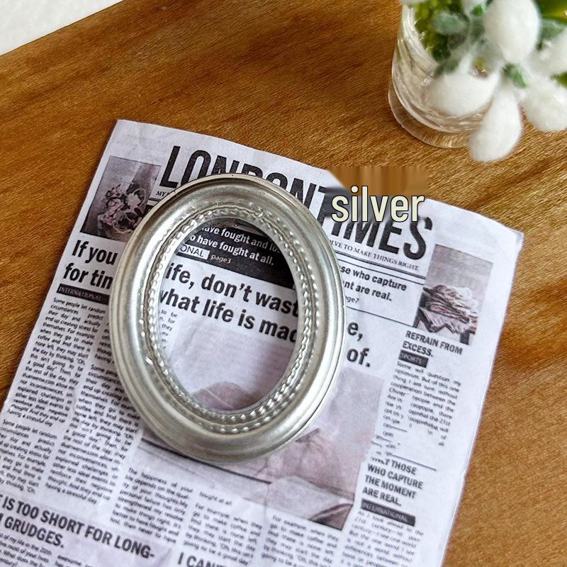 Miniature Dollhouse French Scene: Gold/Silver Oval Photo Frame E109 25x31