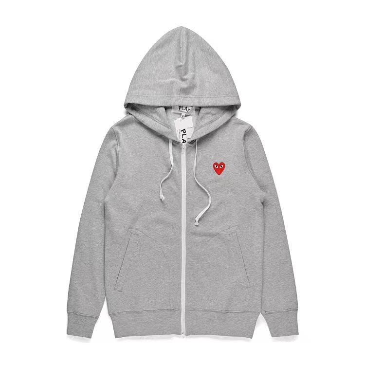 Chuan Jiu 2024 A/W Couple's Heart Hoodie Pullover with Stand Collar & Zipper