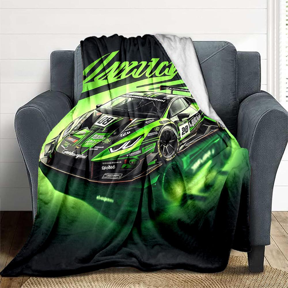 

1pc Lamborghini, Racing Car Flannel Blanket [Cozy Throw Blanket] For Sofa, Bed, Travel, Camping, Livingroom, Office, Couch, Chair, And Bed 80x120cm