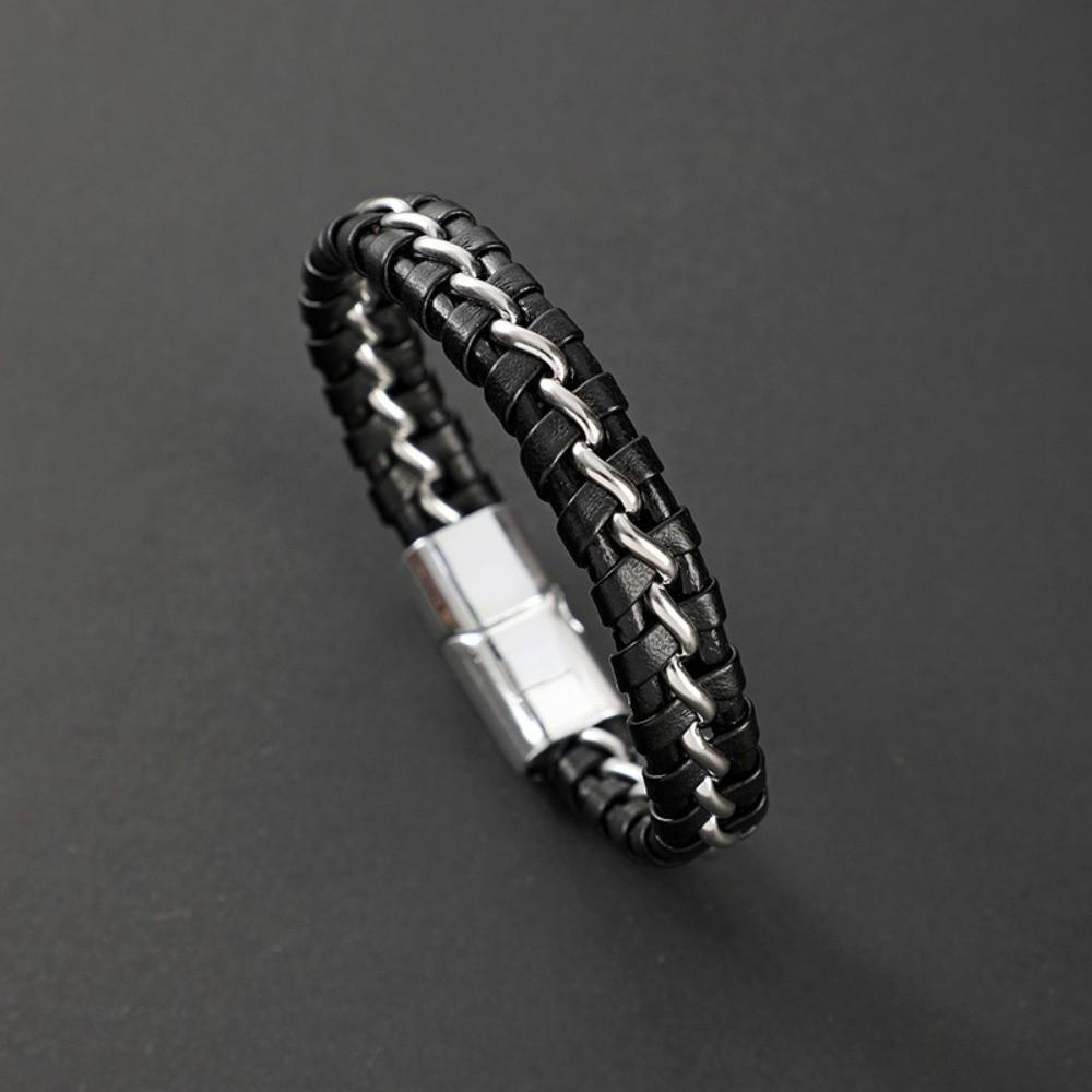 Cross Men's Cross Bracelet Zinc Zinc Alloy Leather Bangle Dark Series Leather Bracelet  Fashion Jewelry