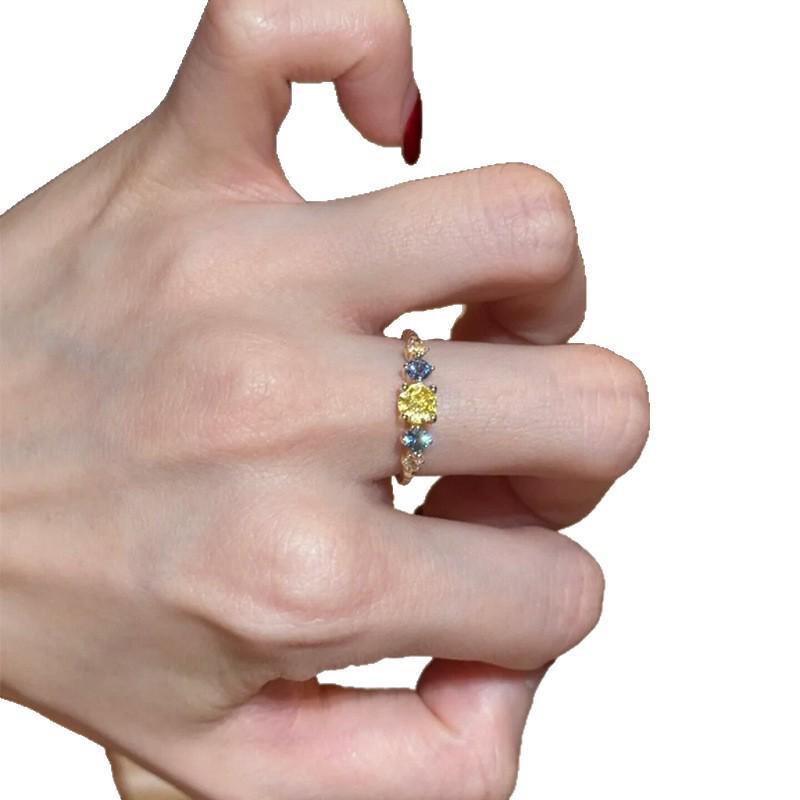 18k Gold Plated Zirconia Leaf Open Ring - Retro Index Finger Design, Light Luxury Jewelry.