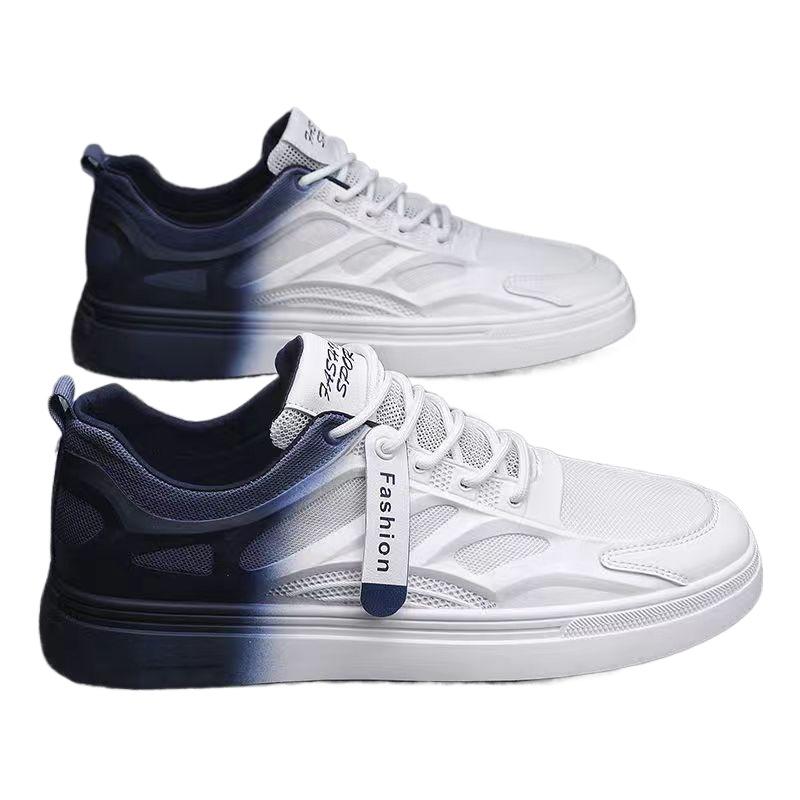 Men's Fashion Gradient Color Sneakers Men Breathable and Comfortable Mesh Sports Shoes Trendy Flat Bottom Men Light Casual Shoes