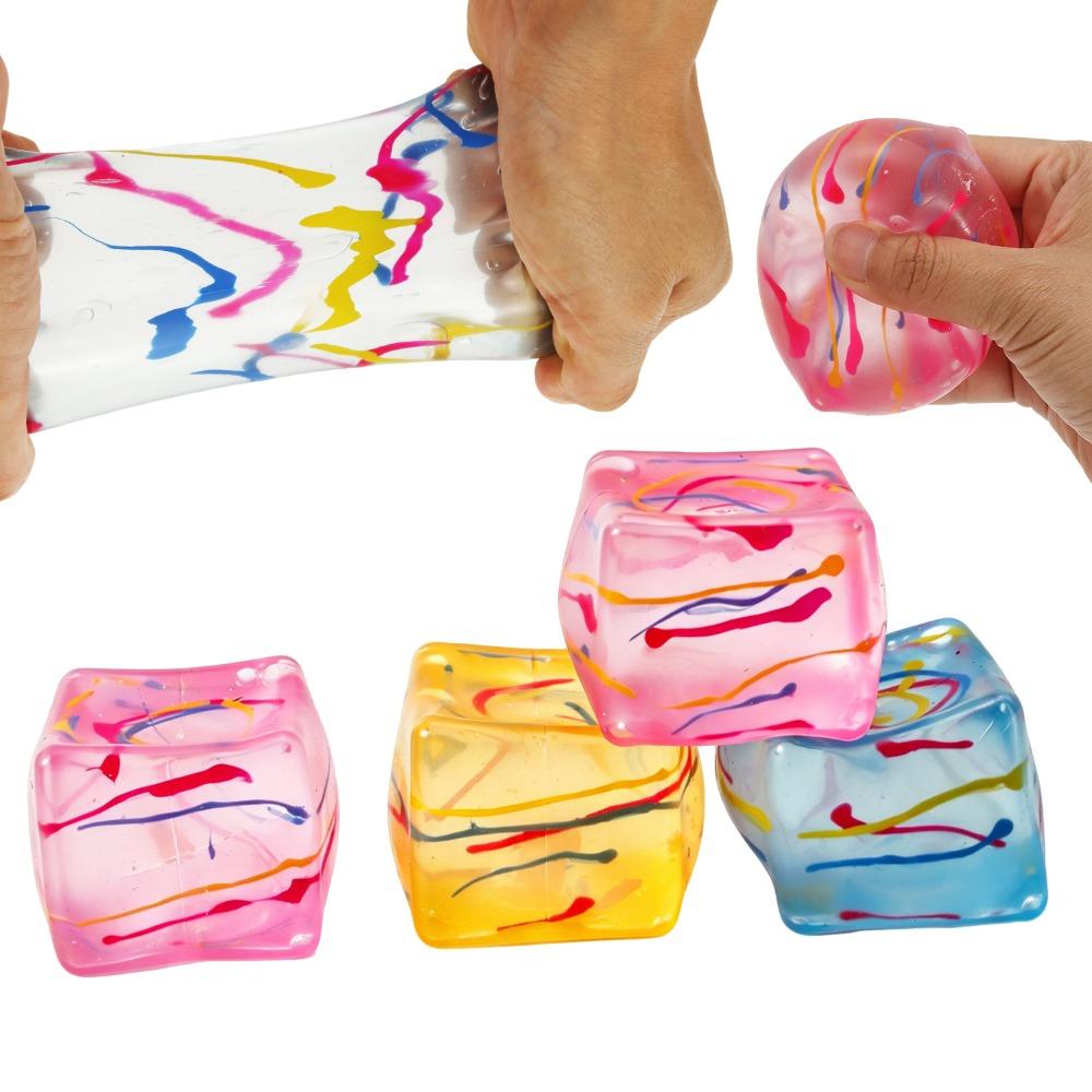 Hand Painted Ice Cube Maltose Slow Rebound Squishy Toy Soft Squeeze Gadget For Adult Office Break Road Trip Portable Stress Relief Accessory