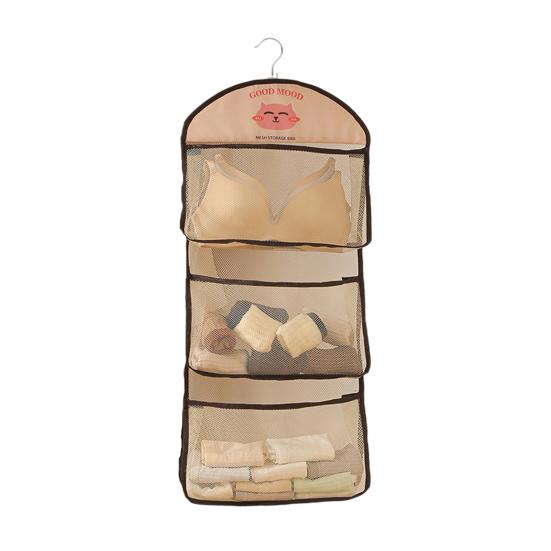 Mesh Wardrobe Organizer Large Capacity Storage Net with Hook Breathable Hanging Storage Pouch for Socks Underwear Dormitories Travel Use