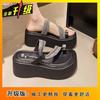 Platform beach shoes cover toe muffin heel women's rhinestone cool slippers 2025 summer new fairy style sandals outside