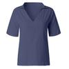 Women's Fashion V-neck Cotton Linen Short Sleeve Hundred And One Color Loose Shirt Top