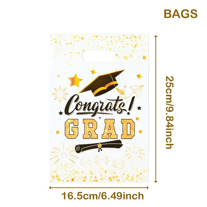 

Graduation Decorations Gift Bags Black Gold Class of 2025 Grad Supplies Candy Biscuit Baking Gift Wrapping Favor Bag 25pcs