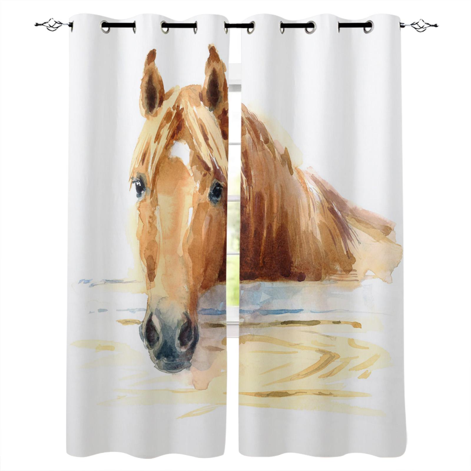 Шторы на окно с изображением лошади — фото 12