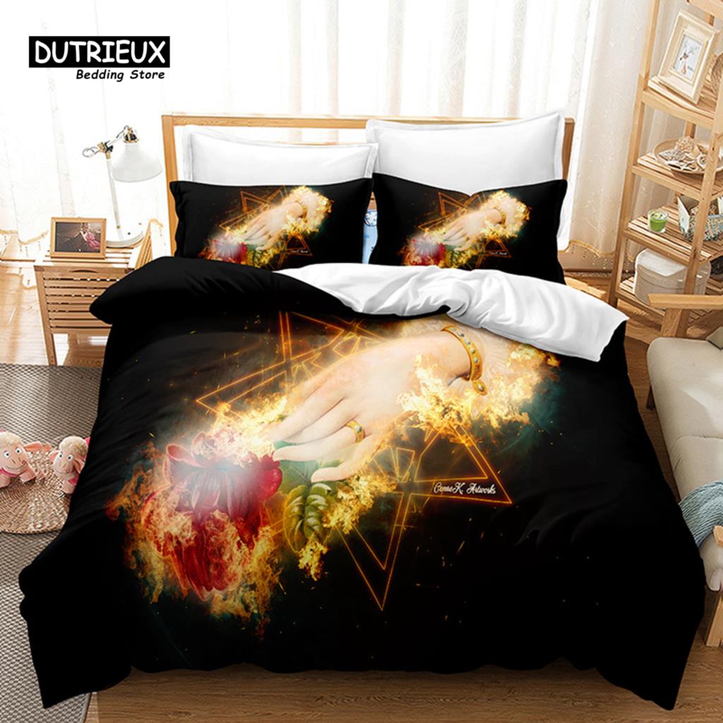 Psychedelic Swirl Duvet Cover Luxury Abstract Geometric Bedding Set Chic 3D Comforter Cover King For Girls Adults Bedroom Decor