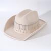 Ladies Bridal Cowboy Hat Rhinestone Fringed Hat Accessories Hat Versatile Big Brim Jazz Top Hat Bridesmaids Wide Brim