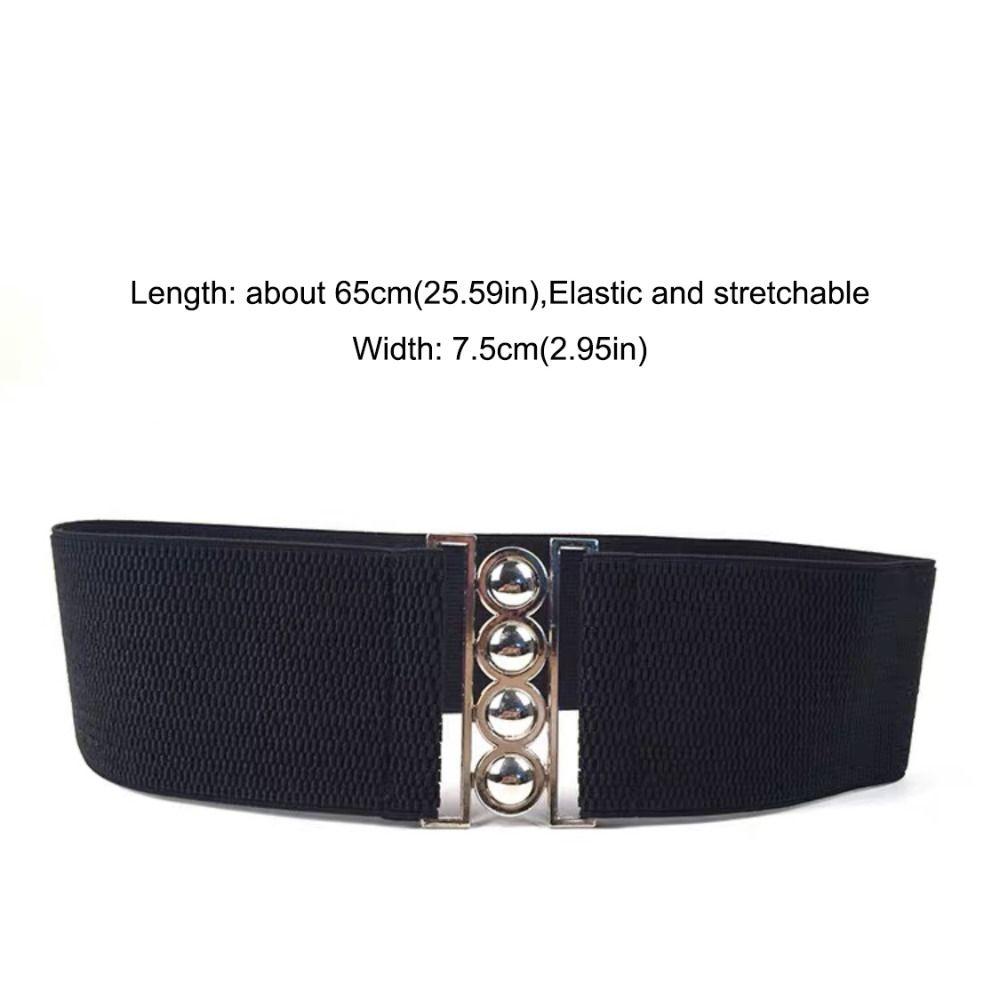 Stretchable Wide Elastic Belt Cinch Dress Cummerbands Metal Buckle Waistband  For Ladies Women