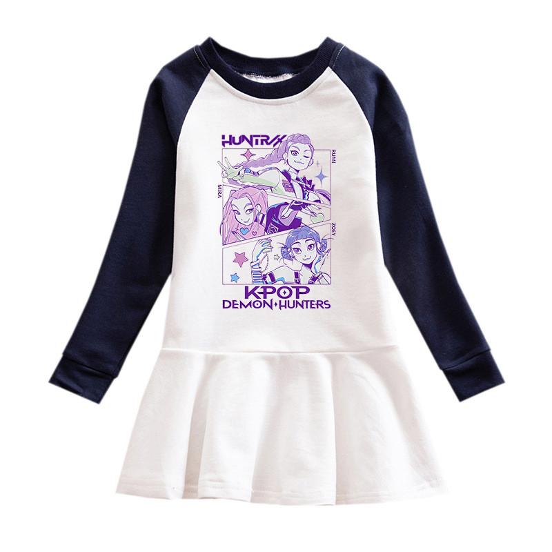 Princess Girls Kpop Rumi Zoey Mira Hunters Print Pleat Mesh Dress