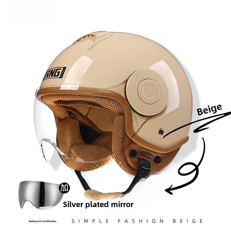 RNG 3C-Certified Retro 3/4 Motorcycle Helmet for Men & Women