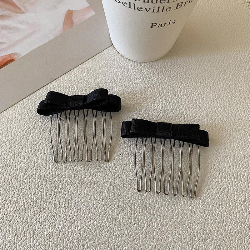 2Pcs Inserted Comb Bow Hair Comb Adornment Hair Clip Versatile Simple Anti-Skid Curl Bangs Side Top Clip Hair Accessories