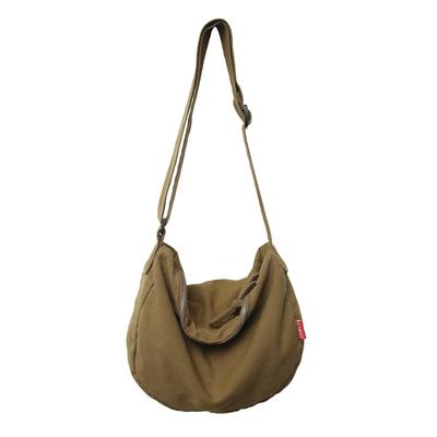 Unisex Canvas Shoulder Bags Minimalist Style Solid Black Packages Large Capacity Hobos Japan Style Crossbody Bags for Women