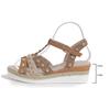 Roman Reviet Decor Wedge Sandals for Women T-Strap High Heel Sandal Ladies Plus Size Buckle Anti Slip Sandalias Mujer