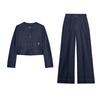 Spring New Women's Clothing High Waist Wide-Leg Pants 1478692 Contrast Color Seized String Decoration Short Coat 1478792