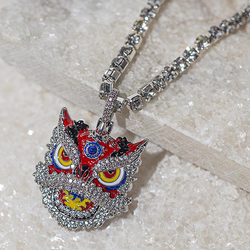 

Retro Chinese Lion Dance Pendant Necklace - Hip Hop Alloy Accessory