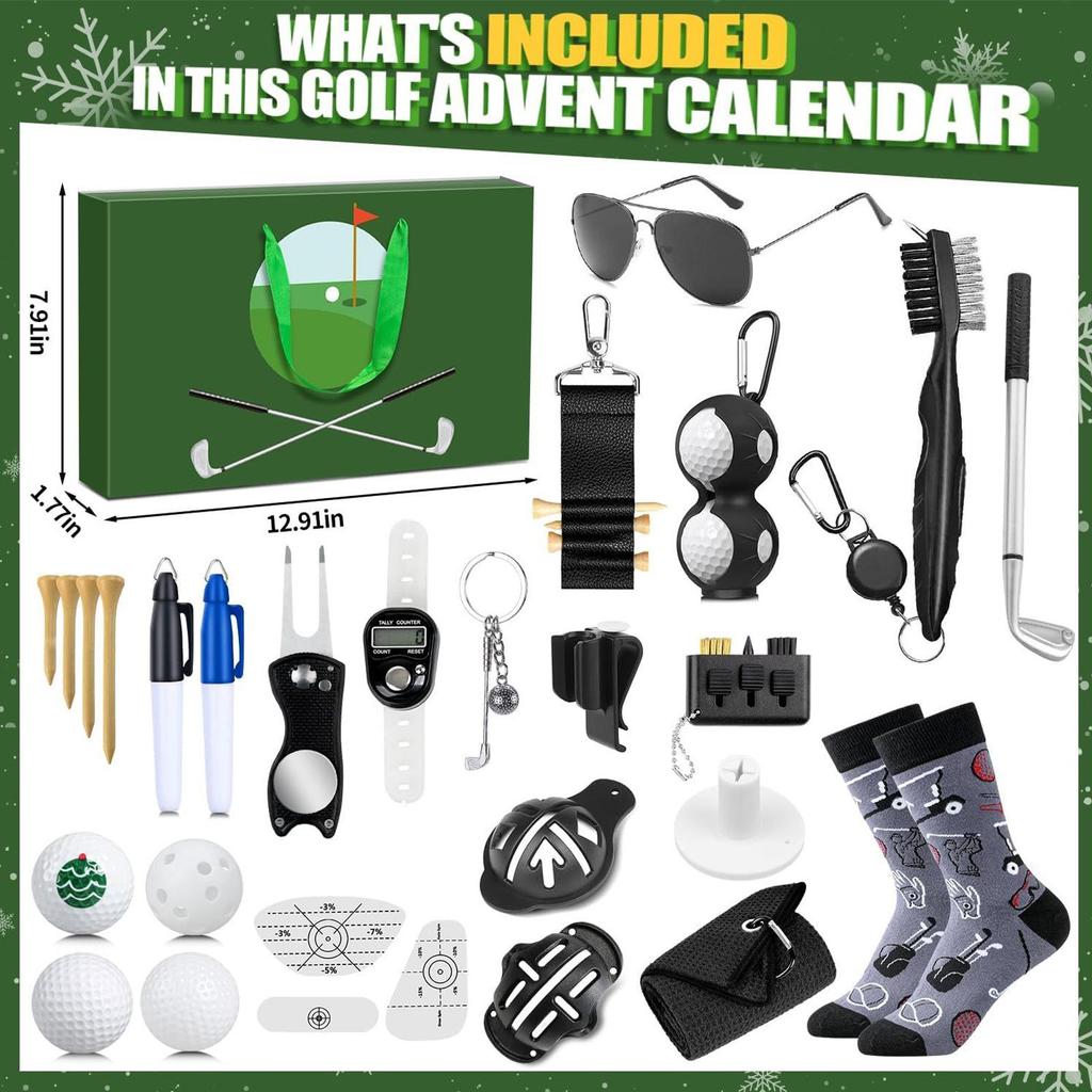 Weihnachts-Countdown 24 Tage Golfzubehör Weihnachts-Feiertags-Countdown Für Väter Ehemänner Freundinnen Spieler Anfänger Party