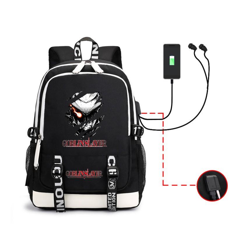 Zaino Scolastico a Tema Goblin Slayer per Bambini, Borsa Leggera a Doppio Strato per Laptop con Spallacci Curvi Traspiranti