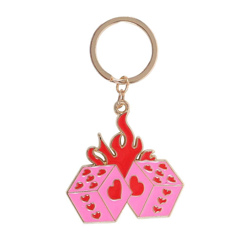 Something Different Flaming Dice Keyring