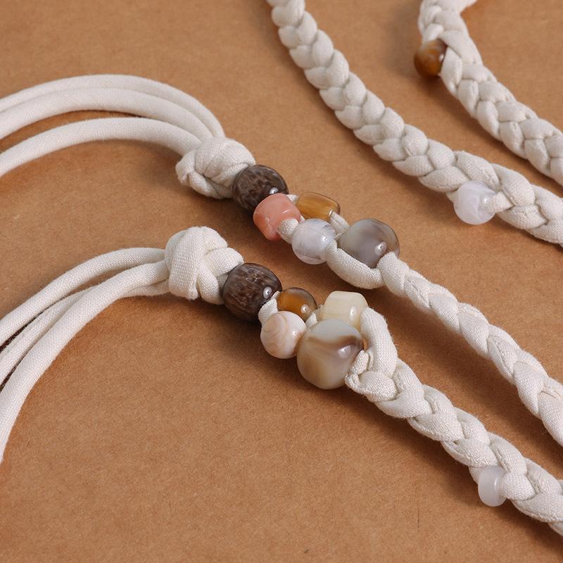Bohemian Belt Ethnic Style Belt Woven Bead Cotton Waist Rope Soft Texture Vacation Style Women's Waist Rope