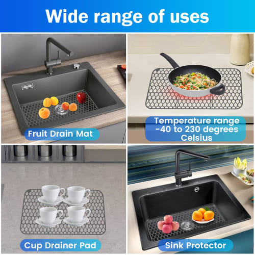 Shuiling Silicone Sink Mat, Heat Resistant -40~230C, Anti-Slip Sink Drain Protector, Kitchen Sink Mat, Plate Holder, Drying Mat (66*35cm*1 Piece)