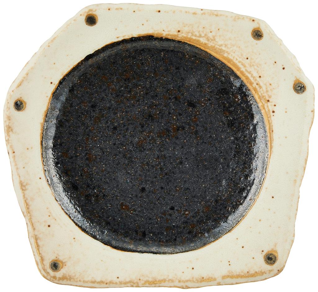 Mino ware plate approx. 16 x 15 cm, black, made in Japan 132-0408