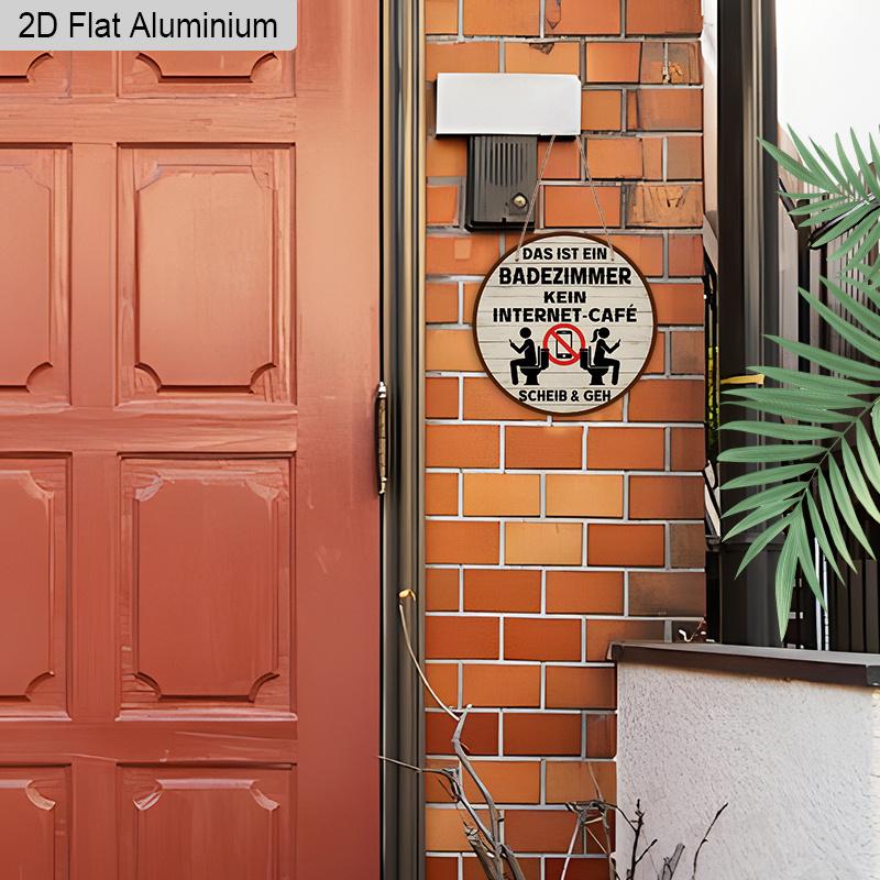 2D Flat 1pc, German Vintage Bathroom Metal Wall Art Sign, Bathroom Sign, Round Aluminum Sign, Hanging Plaque & Wall Art, Suitable for Home, Bar, Man