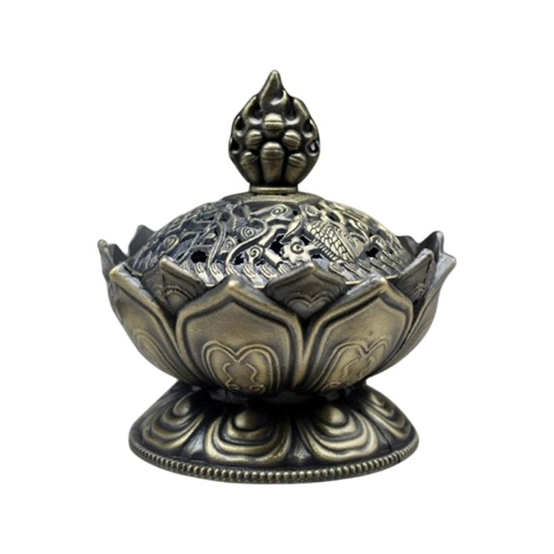 

Incenses Burners Incenses Cone Holder Lotuses Cone Incenses Burners Metal Censers Home Table Ornament Incenses Seat синій/бронзовий