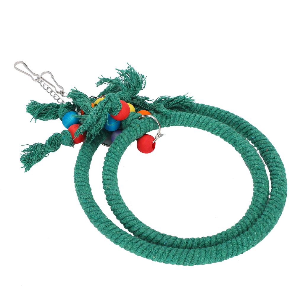 Cotton Rope Pet Parrot Swing Hanging Ring Climbing Chewing Biting Toys Cage AccessoryGreen