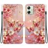 Handmade PU Leather Flip Case for Motorola Moto G54 Anti-Slip Shockproof Cover with Wrist Strap & Heart/Rose Cat Designs