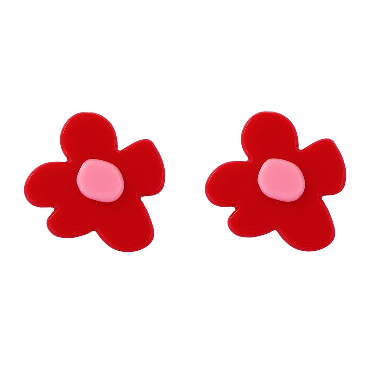 

Fashionable Cute Acrylic Cartoon Large Flower Studs Earring for Women Minimalism Summer Daily Commuting Charm Zircon Party Gift