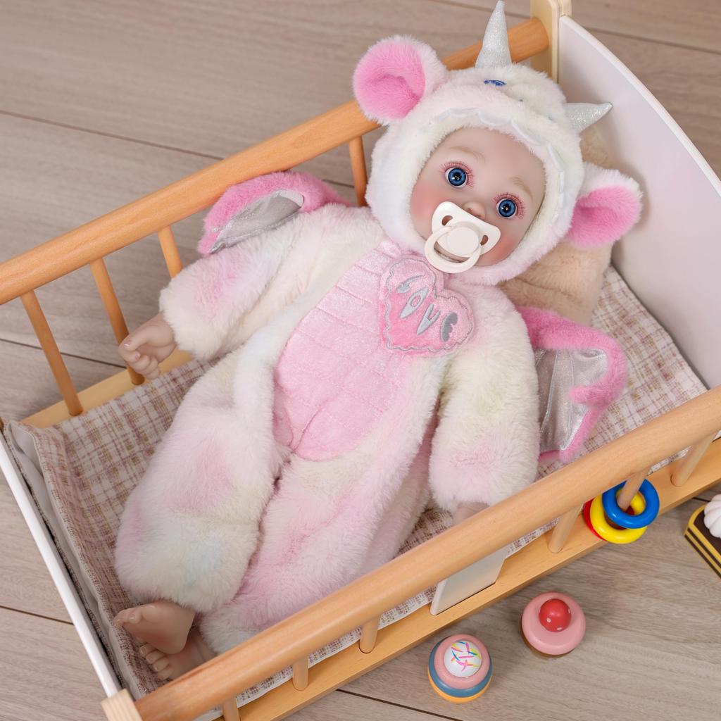 Cloveray Reborn Handgemachte Neugeborenen Realistische Baby Puppe mit Drachenstoff Vinylarme und Magnetischem Geburtstag Geschenk 18-Zoll Puppe, Puppe, Kleidung, Körper, Beine,