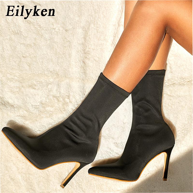 Eilyken Sexy Sock Boots Stretch High Heels for Women Spring Autumn Fashion Ankle Boots Female Shoes