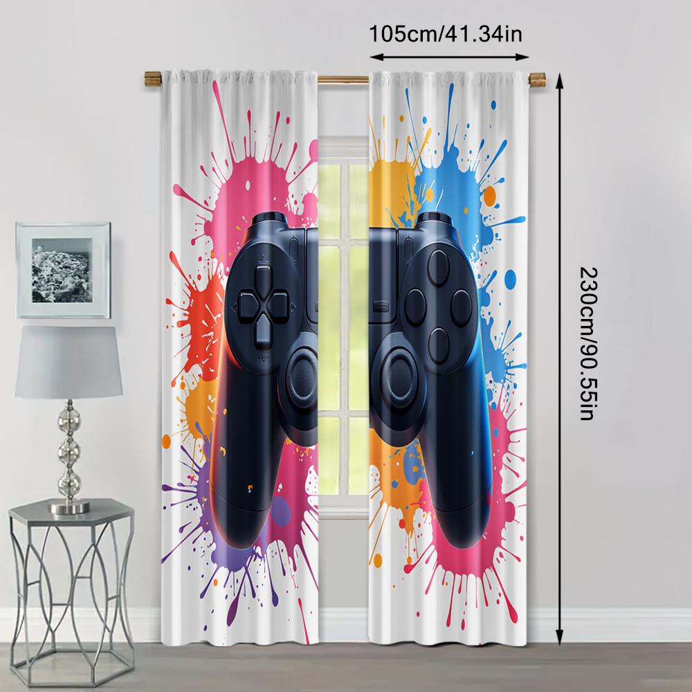2pcs   Curtains&Drapes Vibrant Gamer Room Machine Washable (without Rod) Thermal Insulation   and Room Darkening Functions Perfect