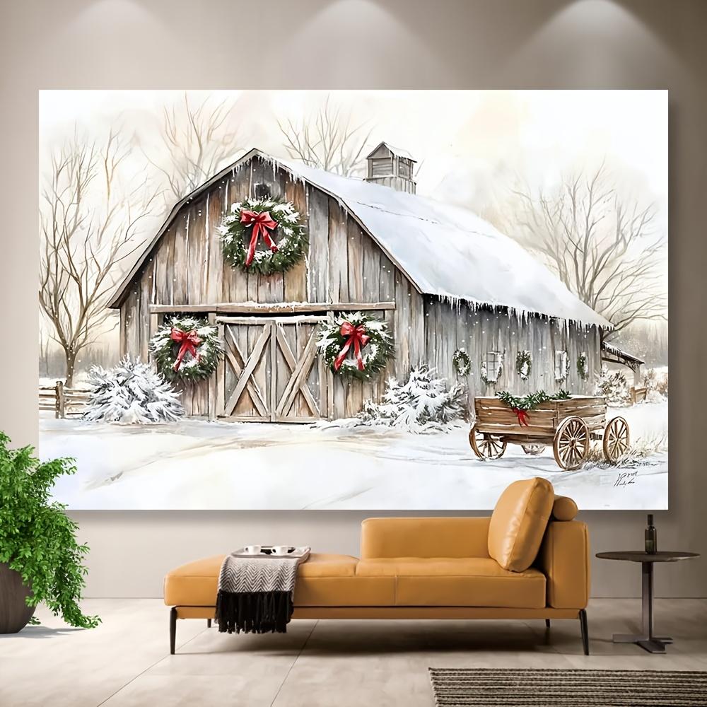 Christmas Snow Barn Fabric Decoration Background Winter Photography Backdrop Decorations For Photo Studio Photo Booth Christams Party