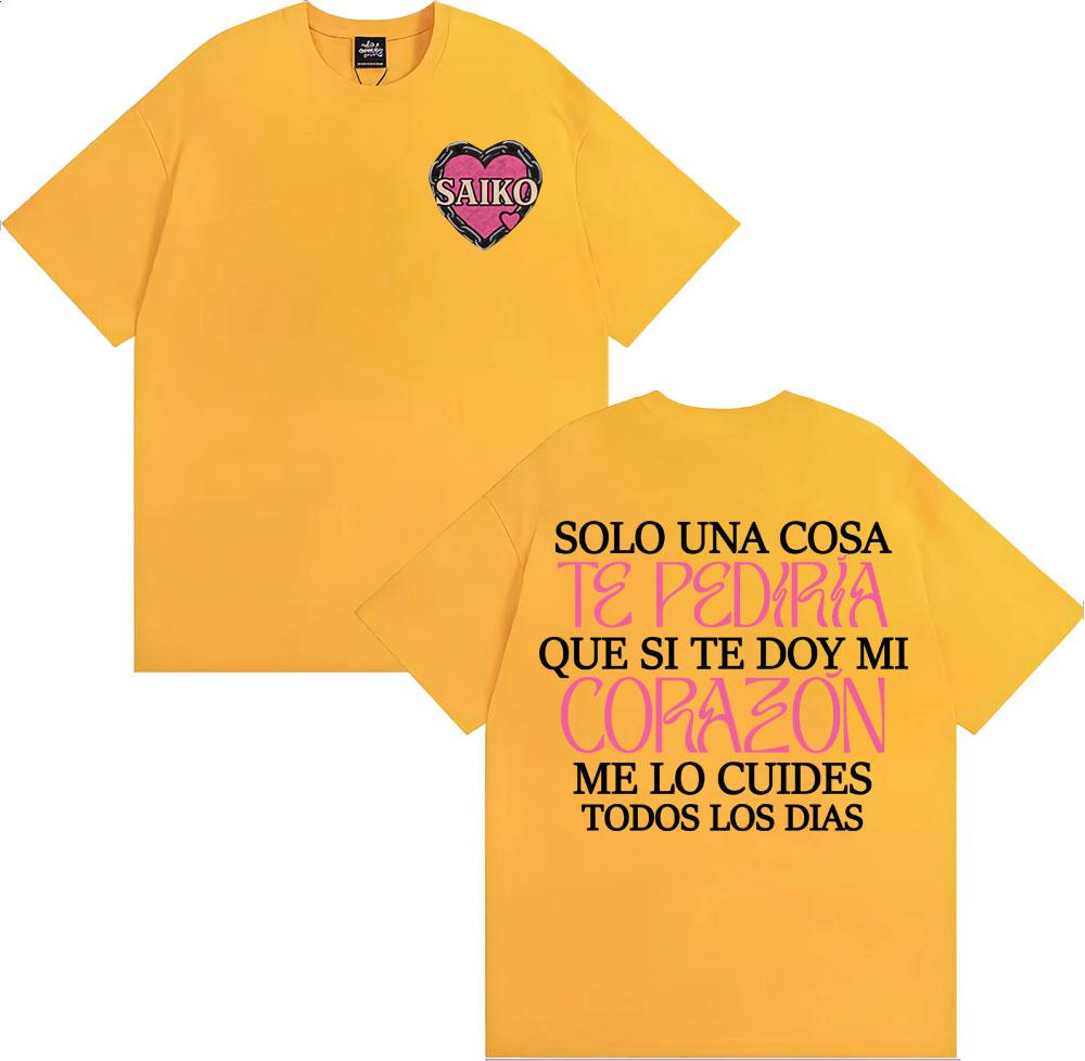 Rapper SAIKO Corazón Album Letters Print Tee Shirt Unisex Women Fashion Hip Hop Gothic Tshirt Cotton 100 Casual Oversized T Shirt