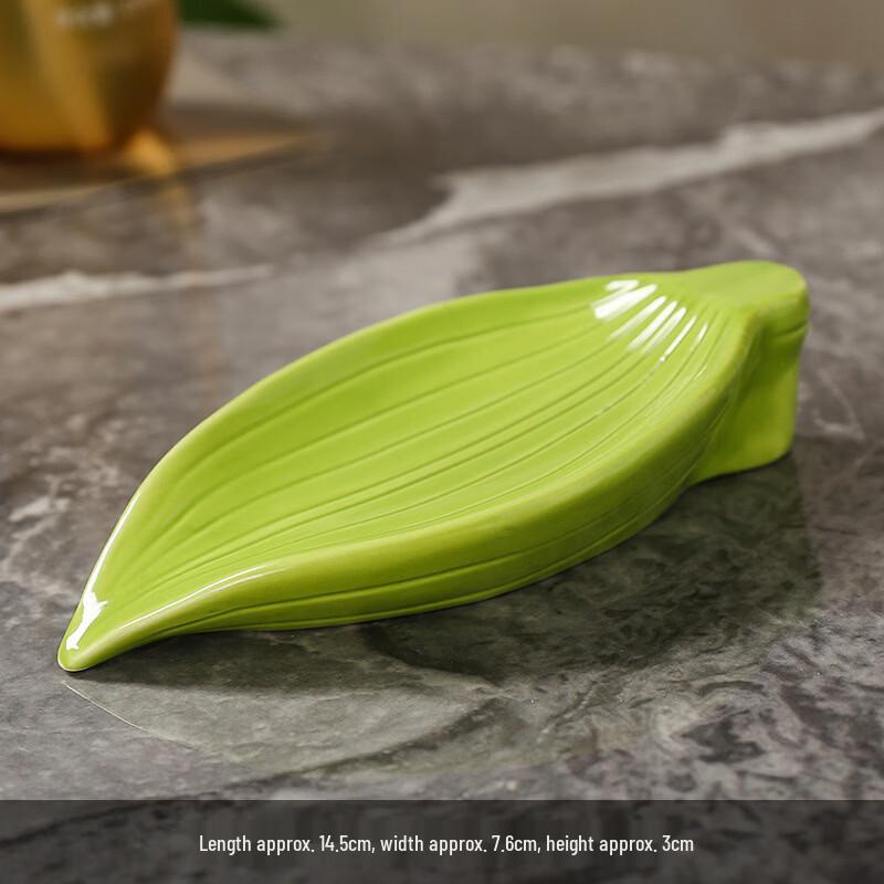 MDNG Panda Bamboo Leaf Ceramic Soap Dish Set