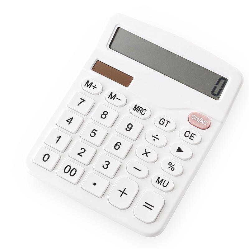 12-Digit Large Lcd Display Calculator Standard Function Calculator With Solar & Battery Dual Power For Home Basic Desktop Office