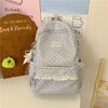 Zaino Grigio Nebbia con Ciondolo a Forma di Stella in Pizzo Borsa da Scuola Femminile Semplice a Pois Vento Gentile Zaino Grande Capacità per Studenti delle Scuole Medie