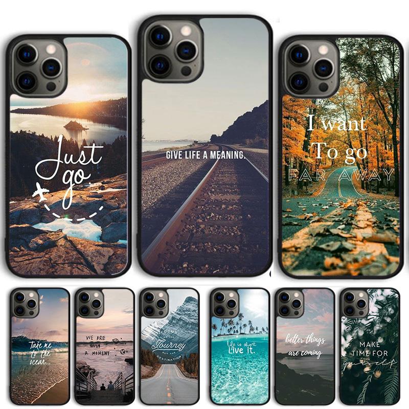 Travel mountain sea beach quotes Cover For iPhone 17 Air 15 16 14 13 12 Pro Max 11 Pro Max Plus Phone Case Coque