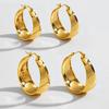 25/30mm Stainless Steel Gold Plated Smooth Wide Hoop Earrings for Women Large Circle Earring Statement Zircon Gift