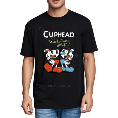Rock Tshirt Adult Classic Tshirt Cuphead And MugUnisex Cartoon Design Casual Unisexs Tshirt Retro Trendy Tshirt Daily Wear