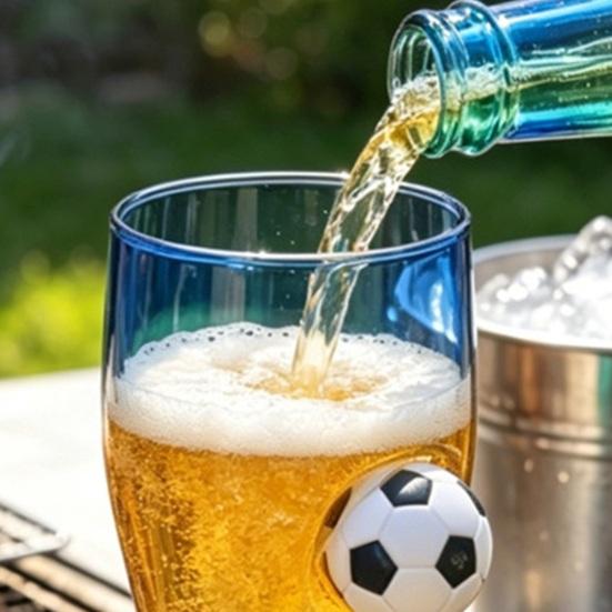 Soccer Beer Glass, 420ml Capacity Craft Beer Pint Mug with Football Decor, Pub Drinking Cup for Party Home Bar