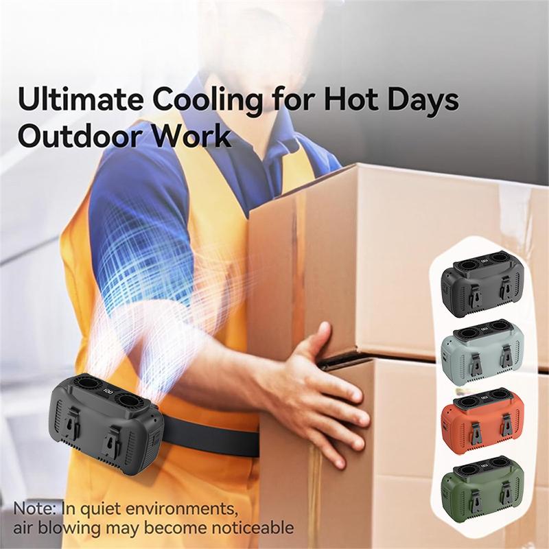 10000mAh Portable Waist Fan with Power Bank - USB Rechargeable  Battery 5 Speeds for Outdoor Activities Camping Fishing  Farm