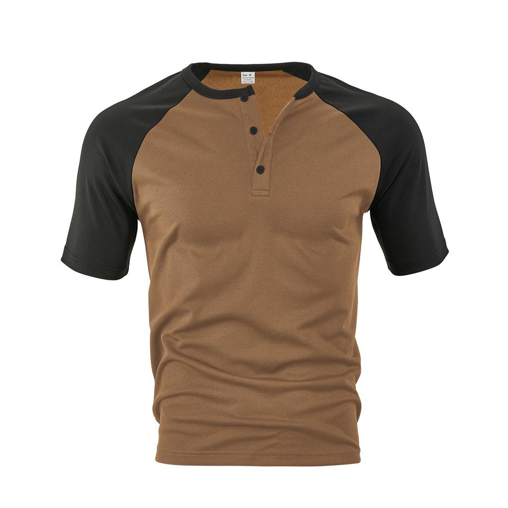 Men's Summer Colorblock Retro Short Sleeve Tops Men's Casual Fashion Tops