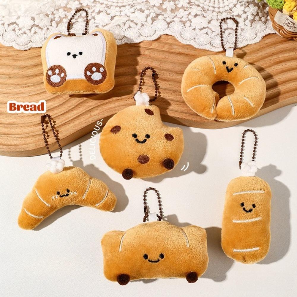 Creative Food Plush Keychains Cute Pendant Kawaii Keychain Girls Cartoon Doll Plush Toy Doll Bread Backpack Decoration Gifts