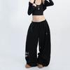Unisex High-Waisted Drawstring Jogger Pants With Print Loose Wide-Leg Casual Streetwear Trousers